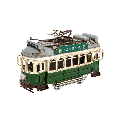 VEHICULO DECORACION METAL 21X6:5X12 TRANVIA VERDE