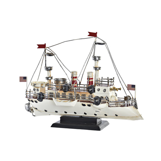 VEHICULO DECORACION METAL 32X13X22 BARCO BLANCO