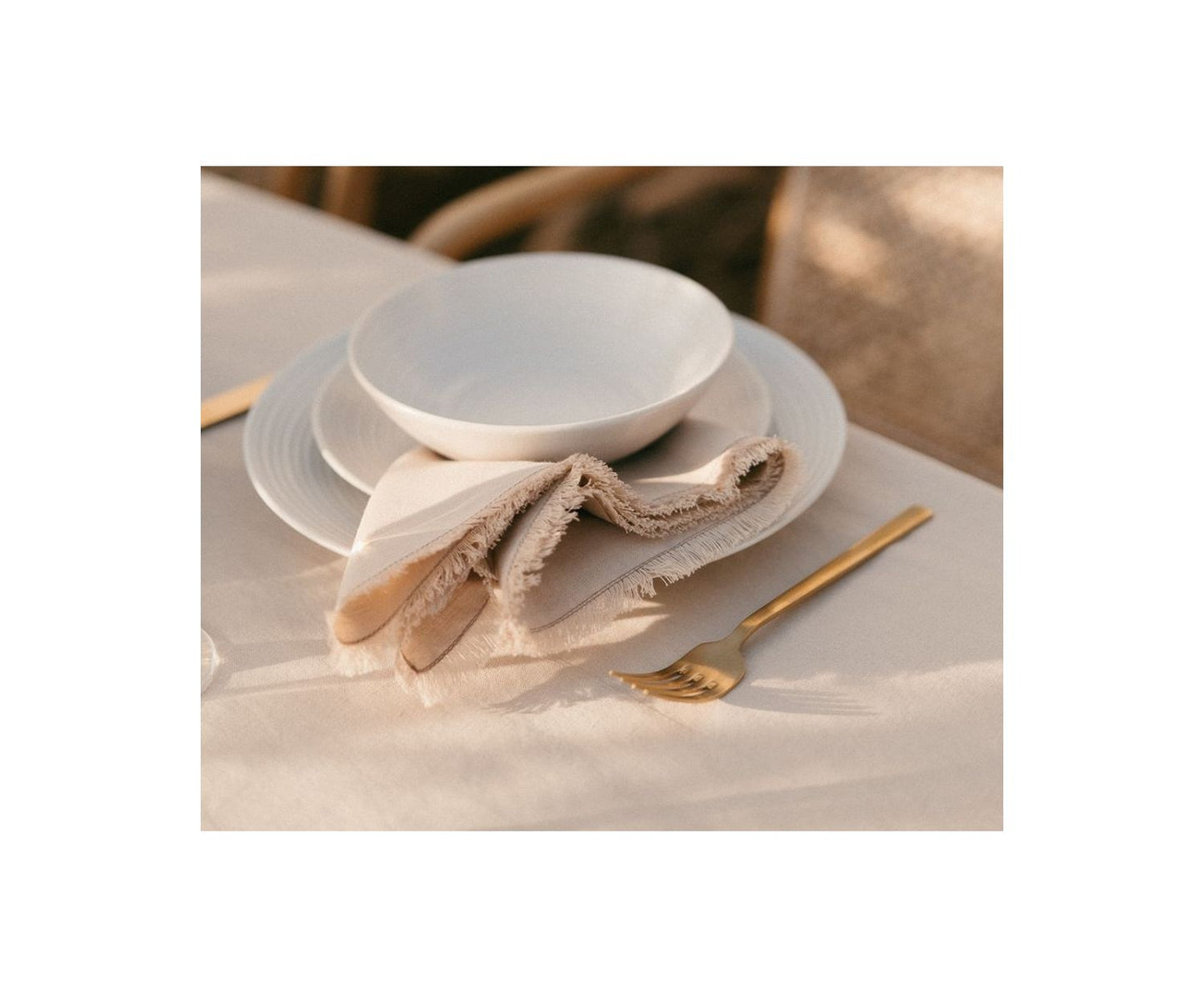 S/2 SERVILLETAS FLECOS BEIGE 40X40