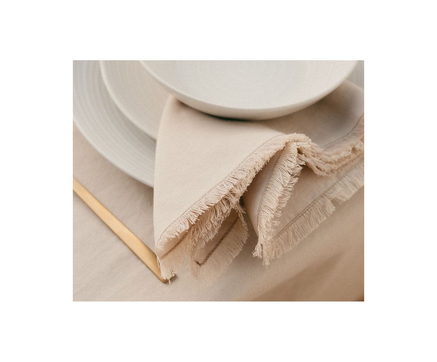 S/2 SERVILLETAS FLECOS BEIGE 40X40