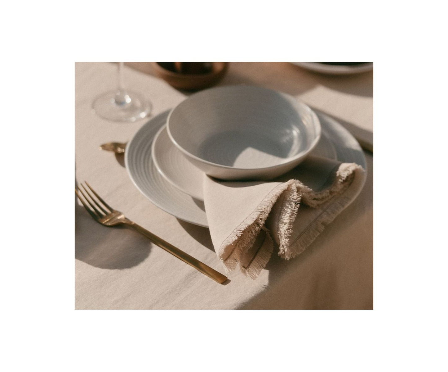 S/2 SERVILLETAS FLECOS BEIGE 40X40