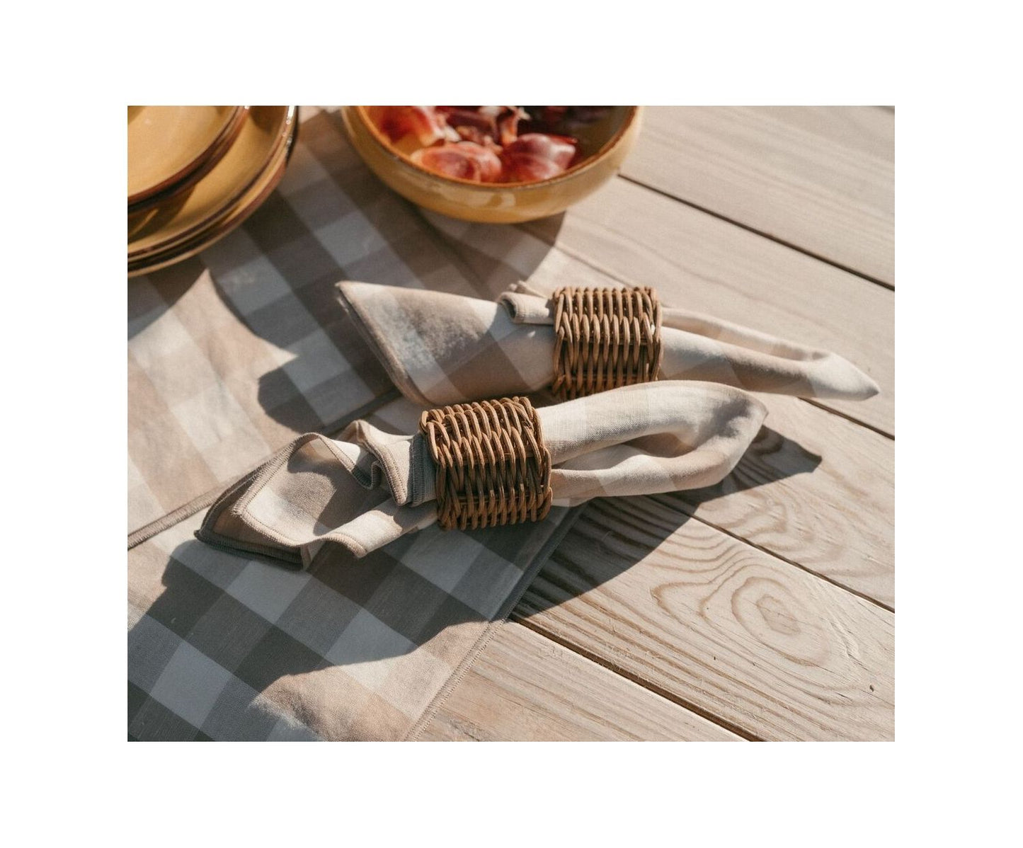 S/2 SERVILLETAS VICHY BEIGE 40X40