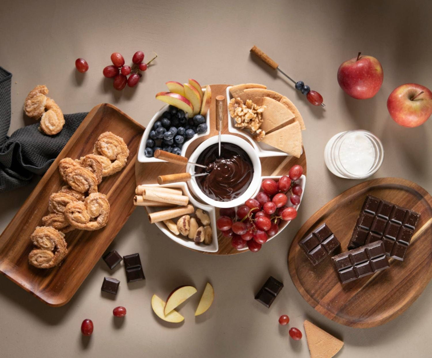 FONDUE GIRATORIA PORCELANA/ACACIA