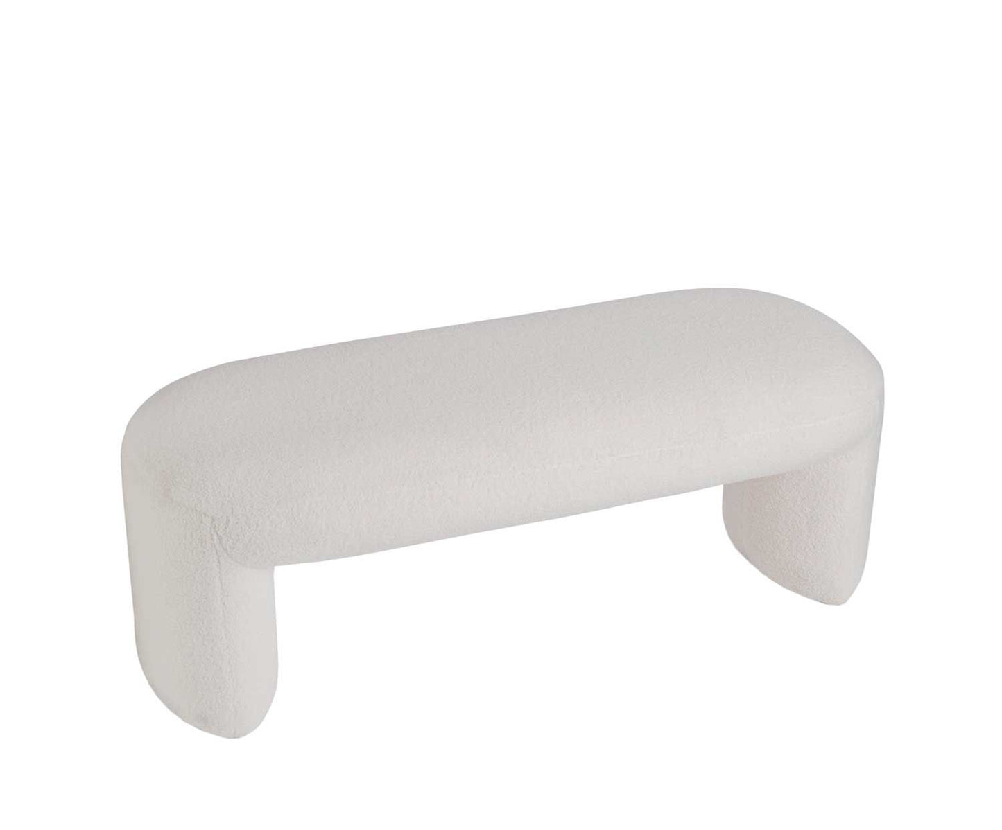 BANQUETA BOUCLÉ BLANCA 110X45X40CM