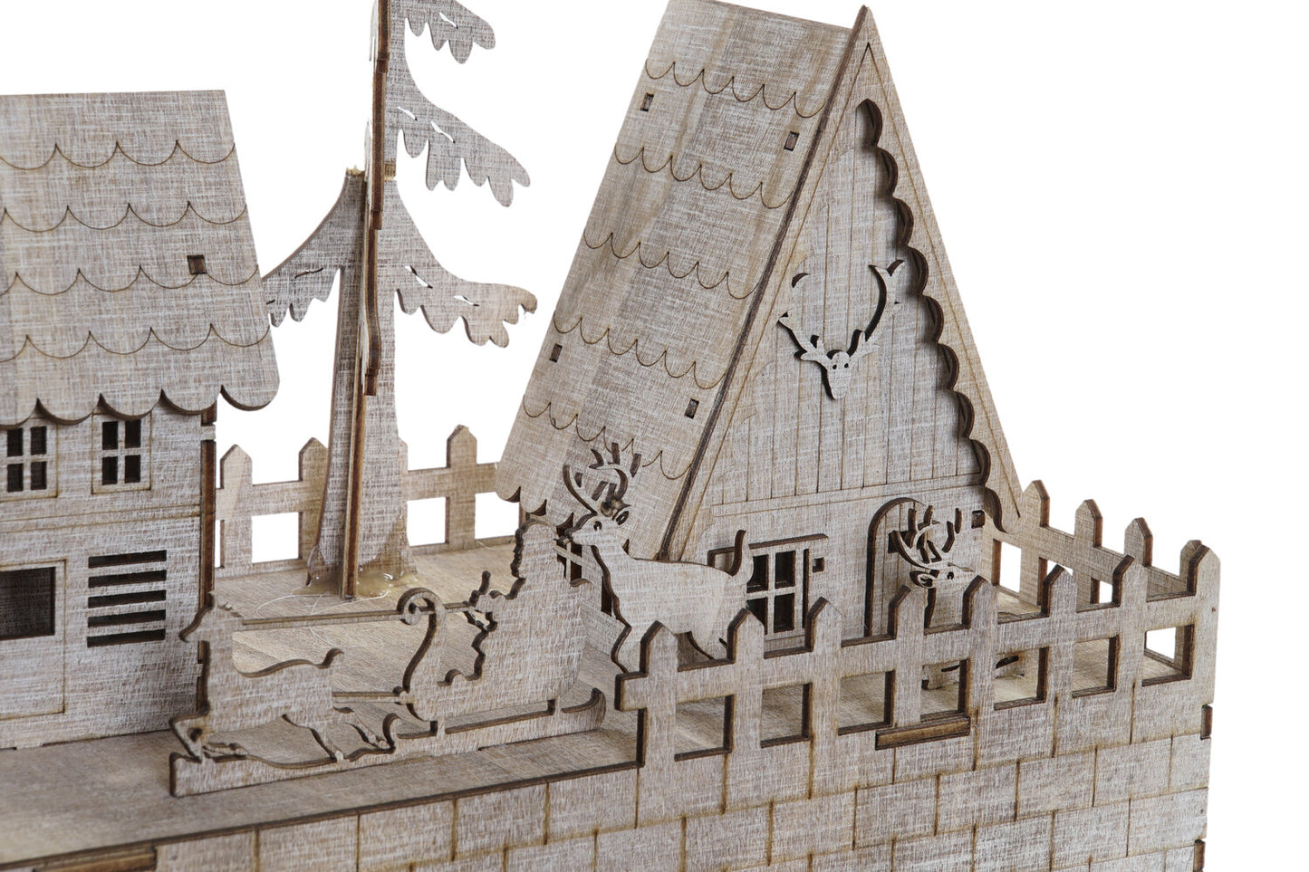 DECORACION MADERA LED 45X15X20 CASAS NATURAL