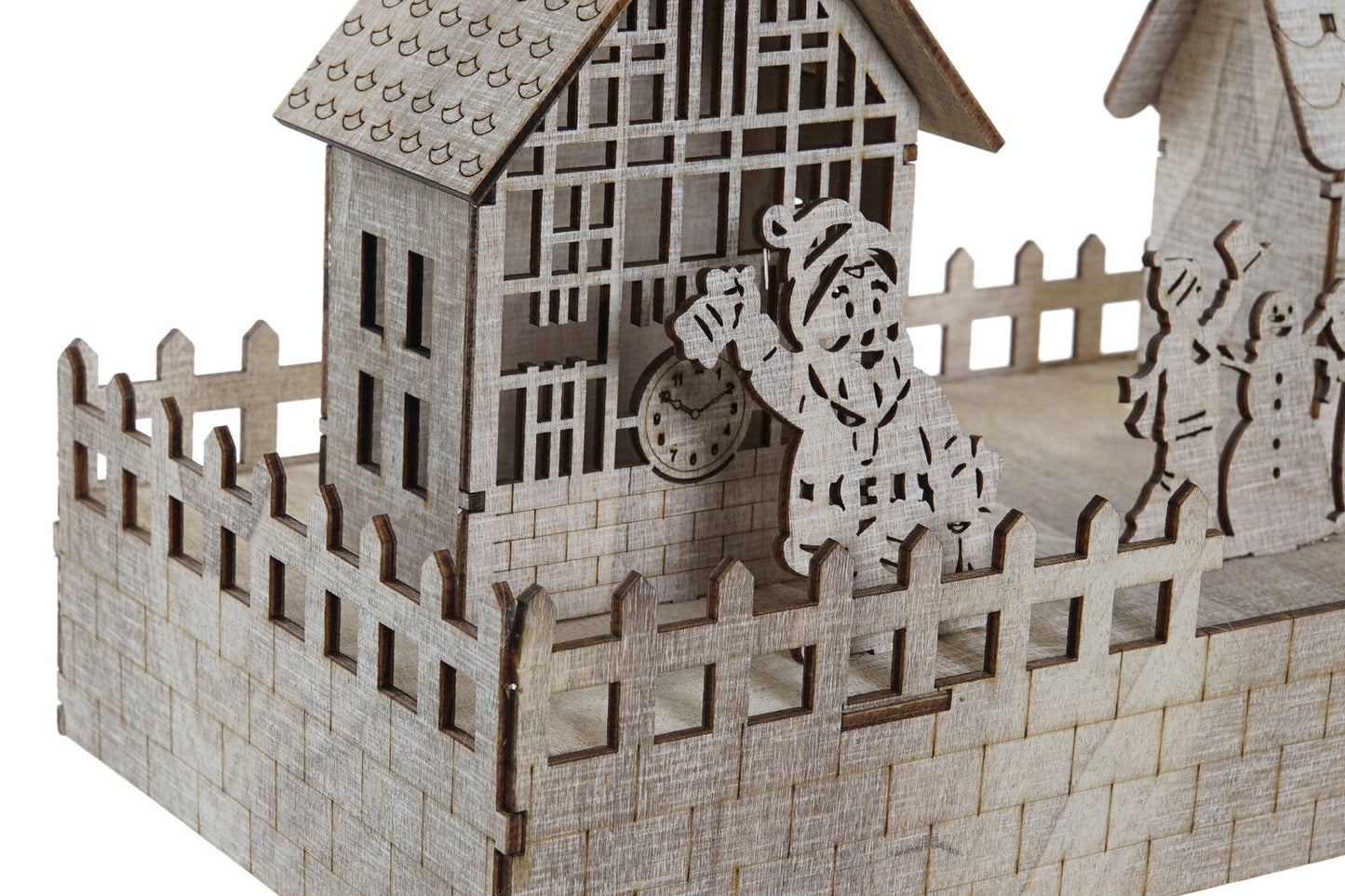 DECORACION MADERA LED 45X15X20 CASAS NATURAL