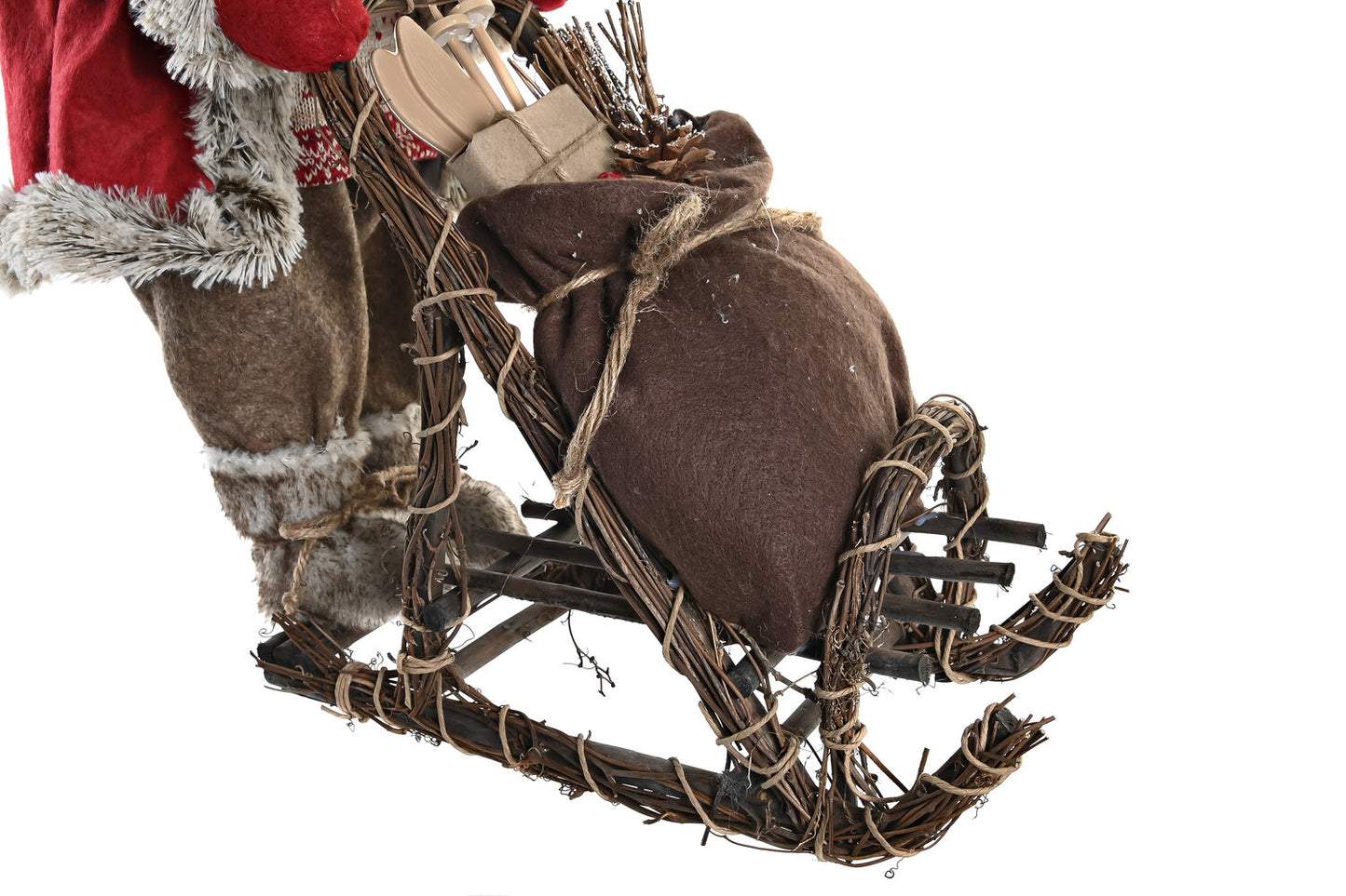 FIGURA POLIESTER MADERA 42X22X48 TRINEO ROJO