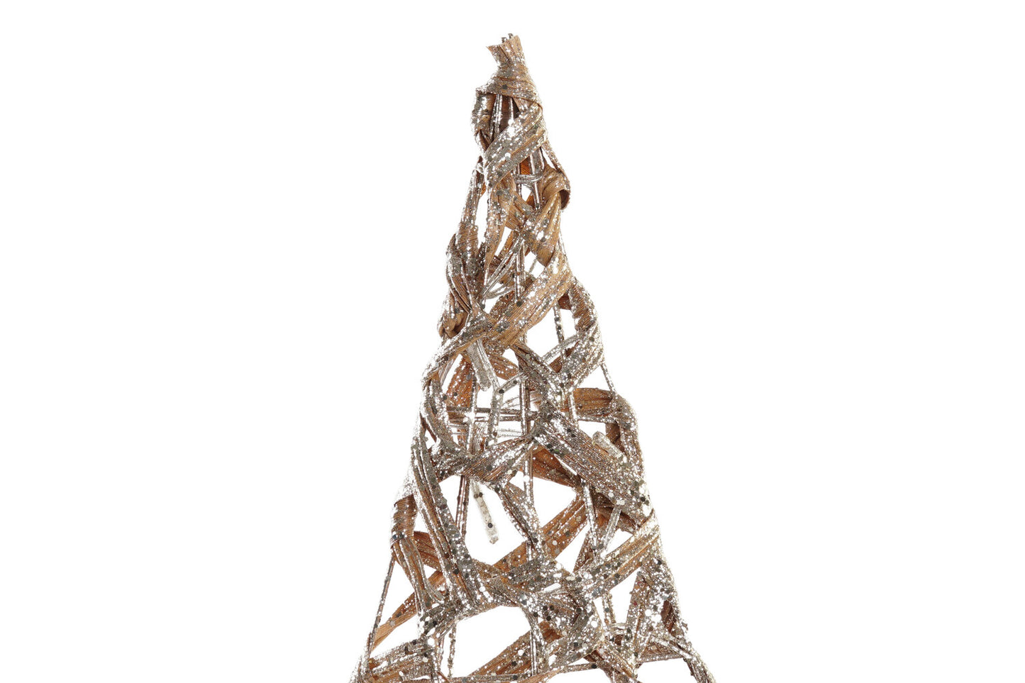 ARBOL LED RATAN 30X11X60 3AA PLATEADO NATURAL