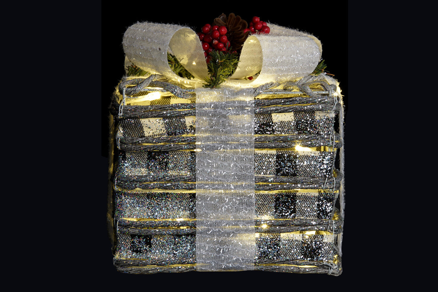 REGALO SET 3 LED RATAN 25X25X29 3AA NEVADO BLANCO