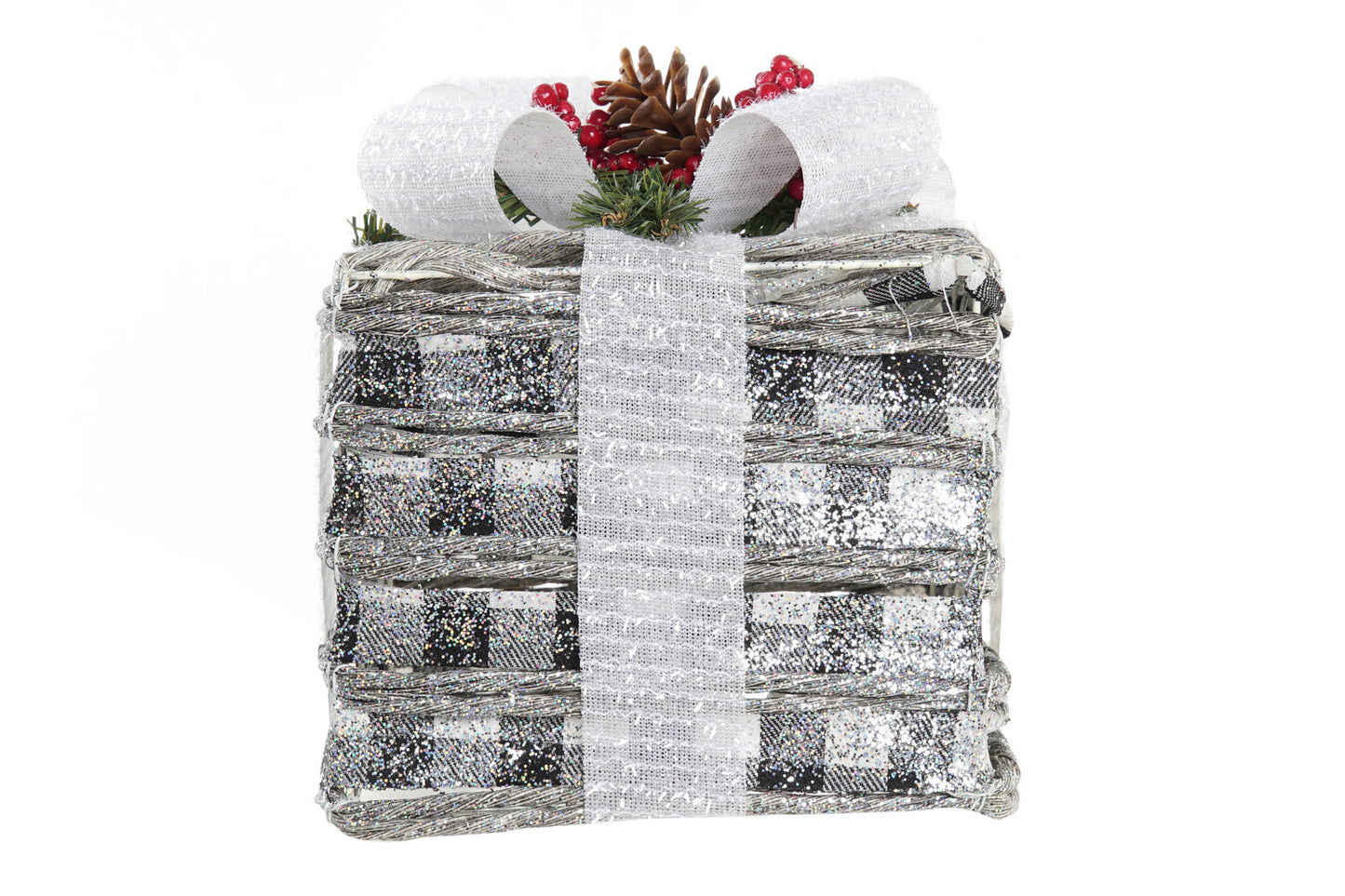 REGALO SET 3 LED RATAN 25X25X29 3AA NEVADO BLANCO