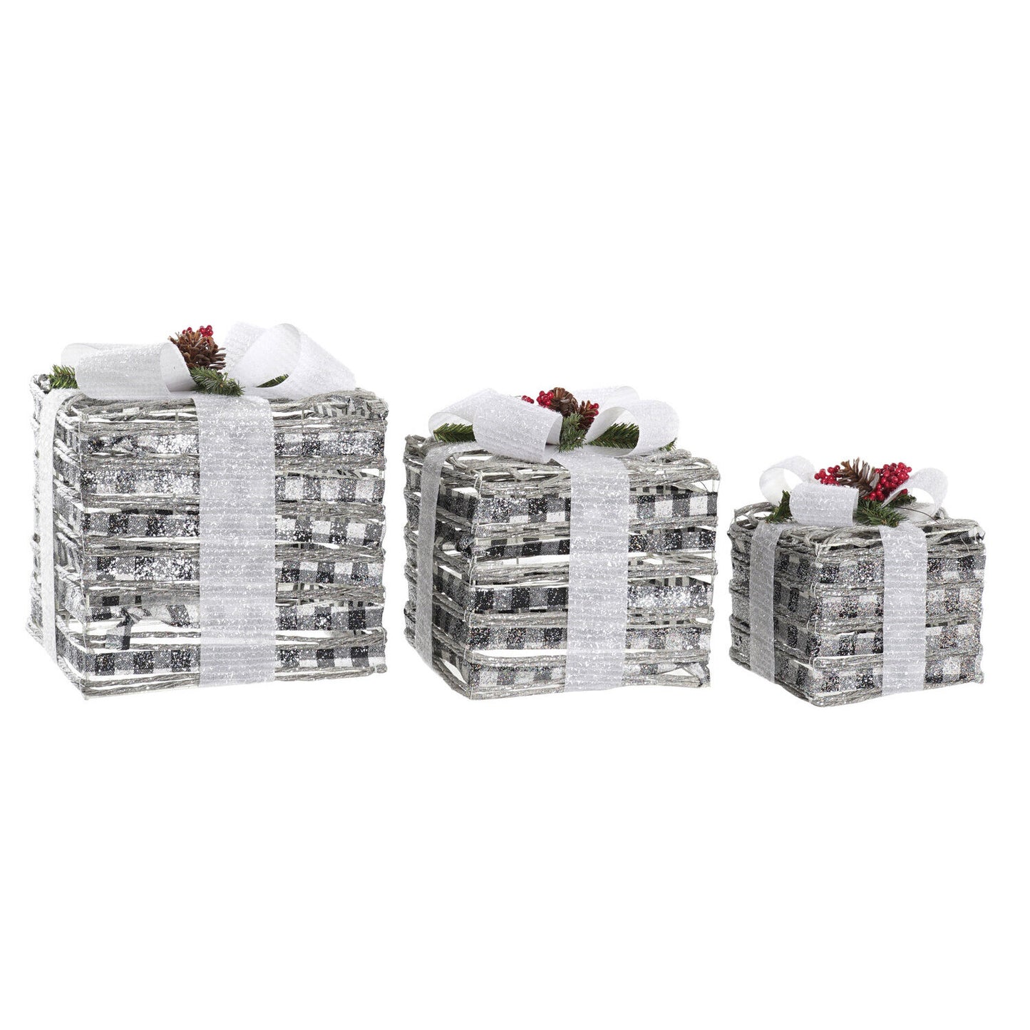 REGALO SET 3 LED RATAN 25X25X29 3AA NEVADO BLANCO