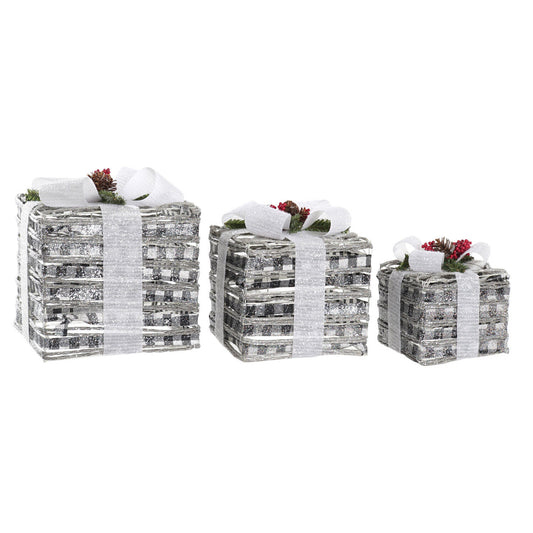 REGALO SET 3 LED RATAN 25X25X29 3AA NEVADO BLANCO