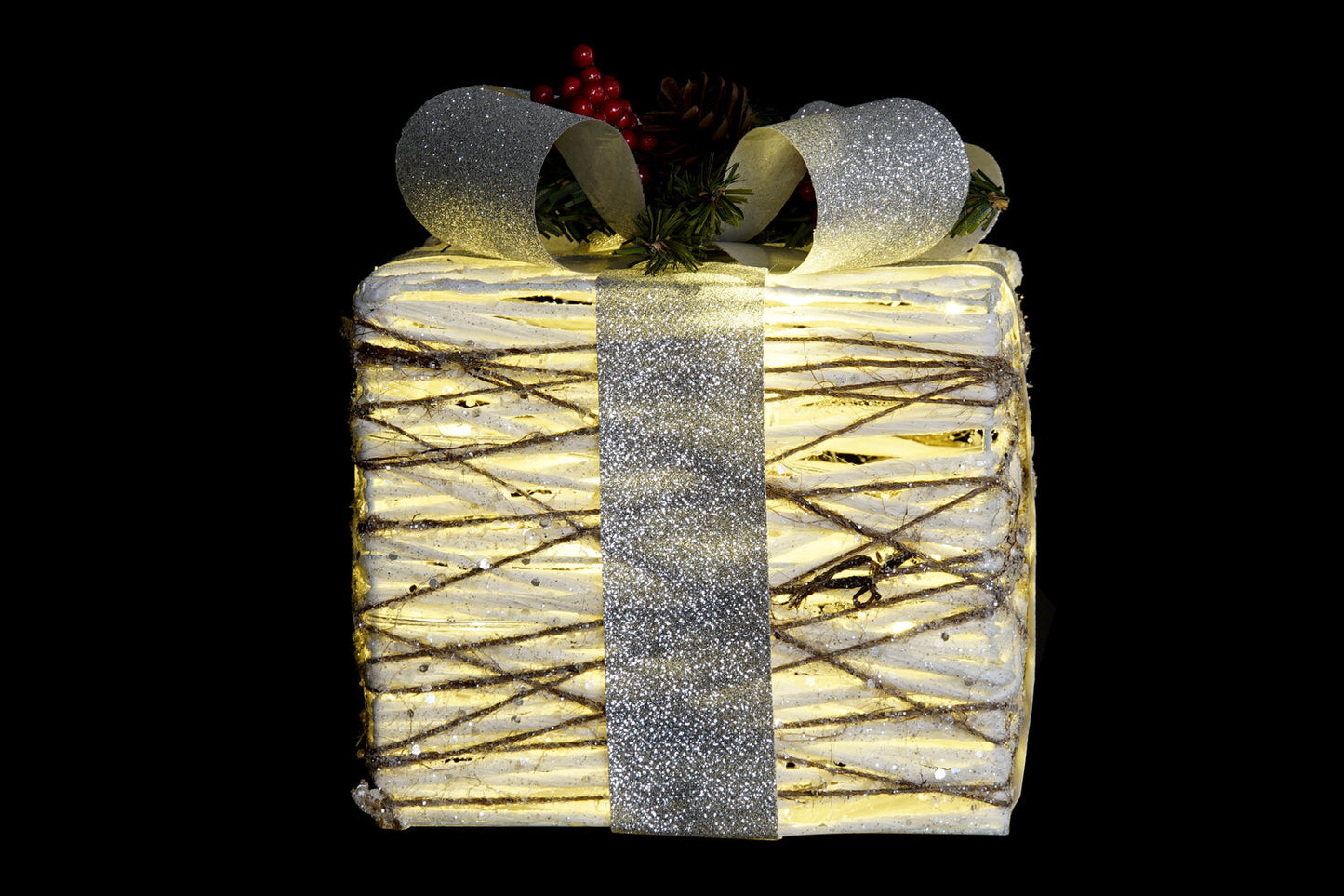 REGALO SET 3 LED RATAN 25X25X28 3AA BLANCO