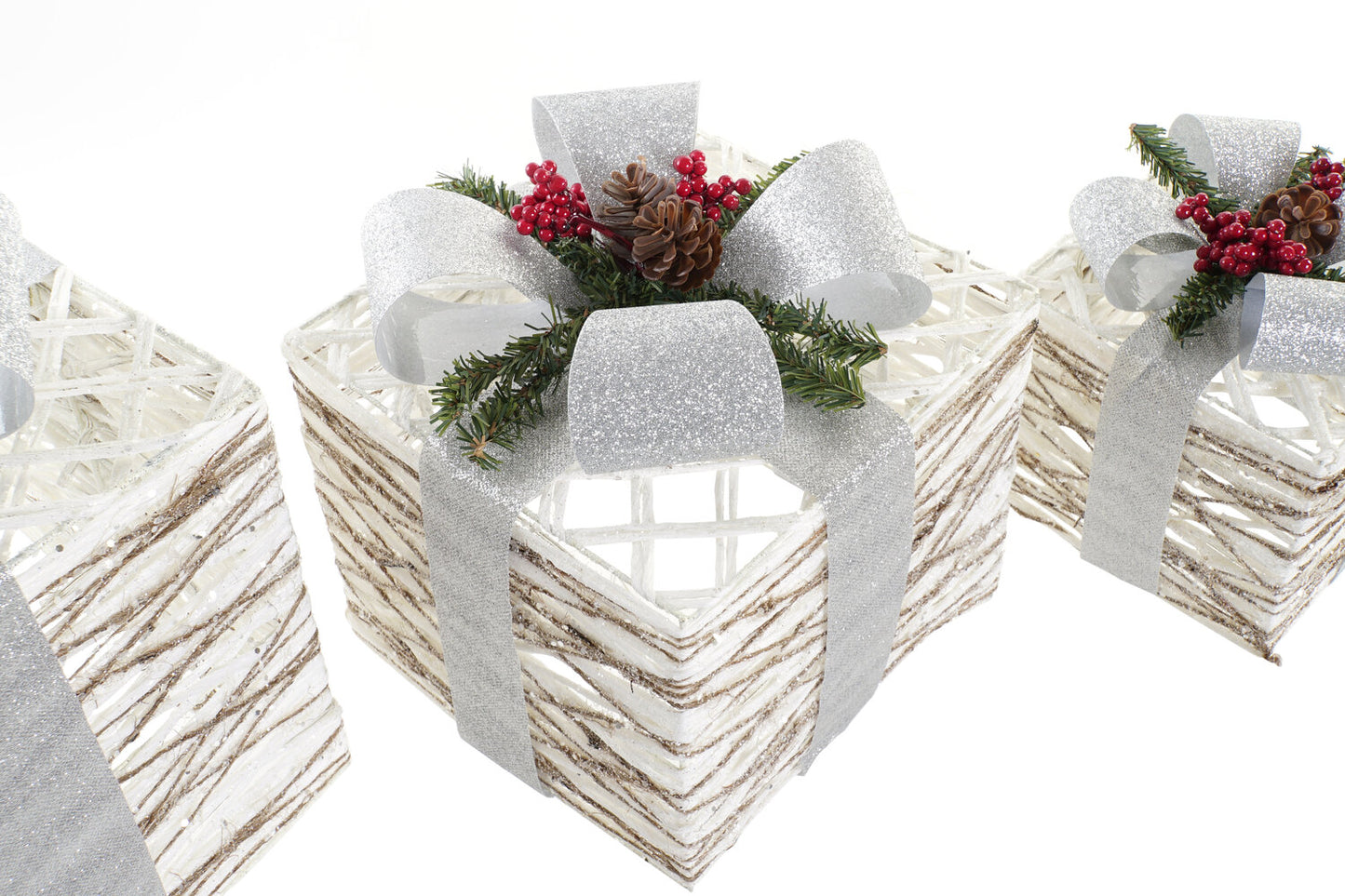 REGALO SET 3 LED RATAN 25X25X28 3AA BLANCO