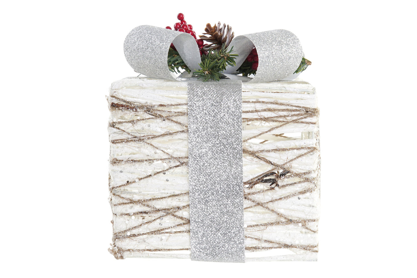 REGALO SET 3 LED RATAN 25X25X28 3AA BLANCO