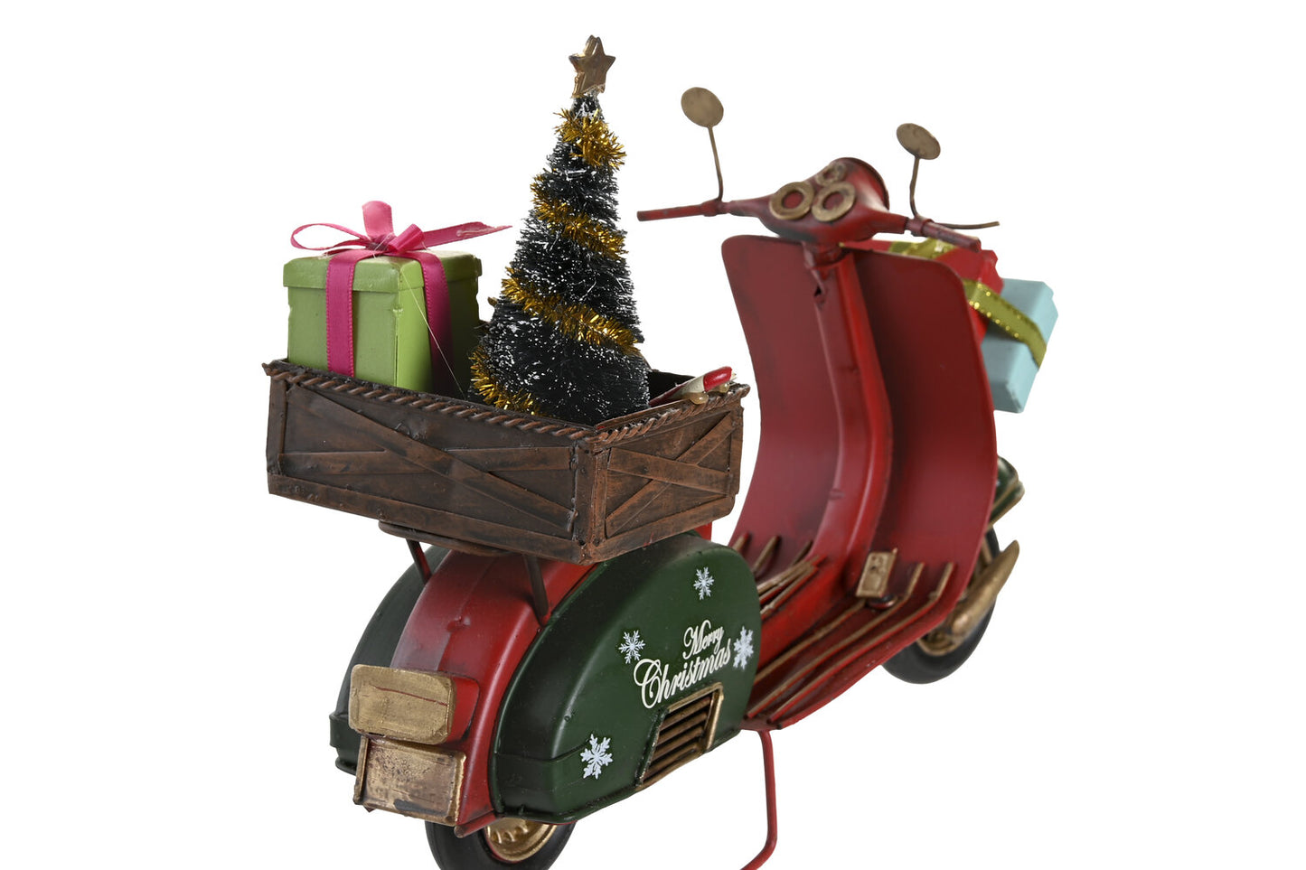 VEHICULO DECORACION METAL 26:5X10:5X20 ARBOL Y REG