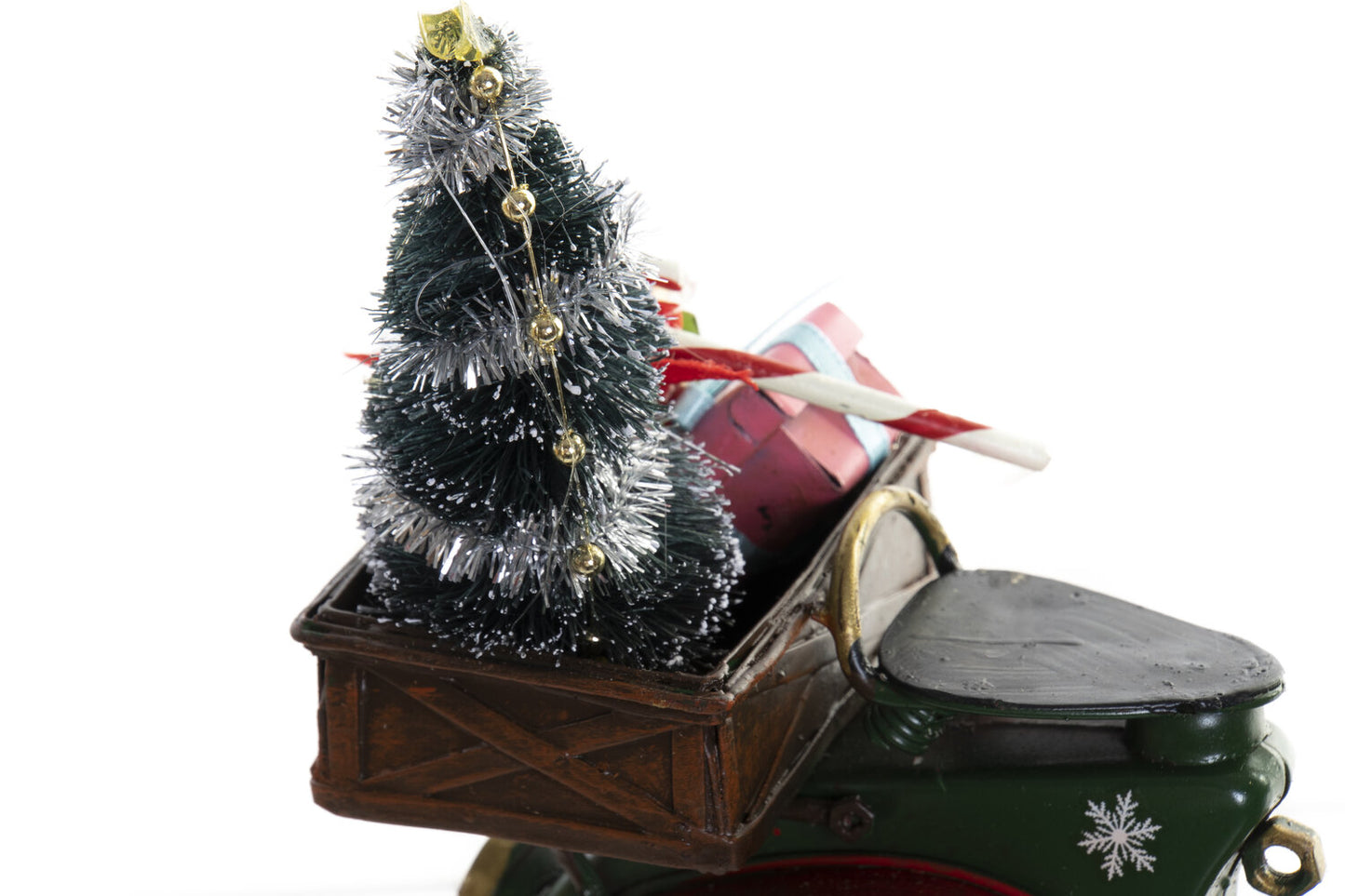 VEHICULO DECORACION METAL 26:5X10:5X20 ARBOL Y REG