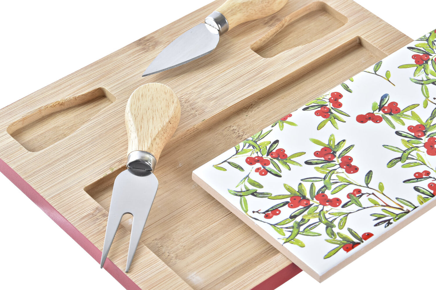 TABLA APERITIVO SET 4 BAMBU GRES 24:5X20X1:2 ROJO