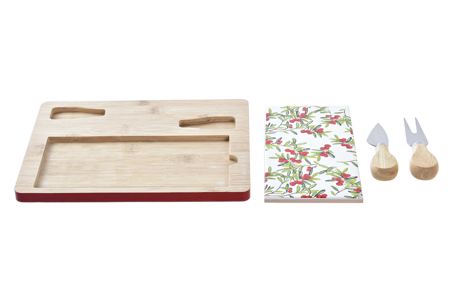 TABLA APERITIVO SET 4 BAMBU GRES 24:5X20X1:2 ROJO