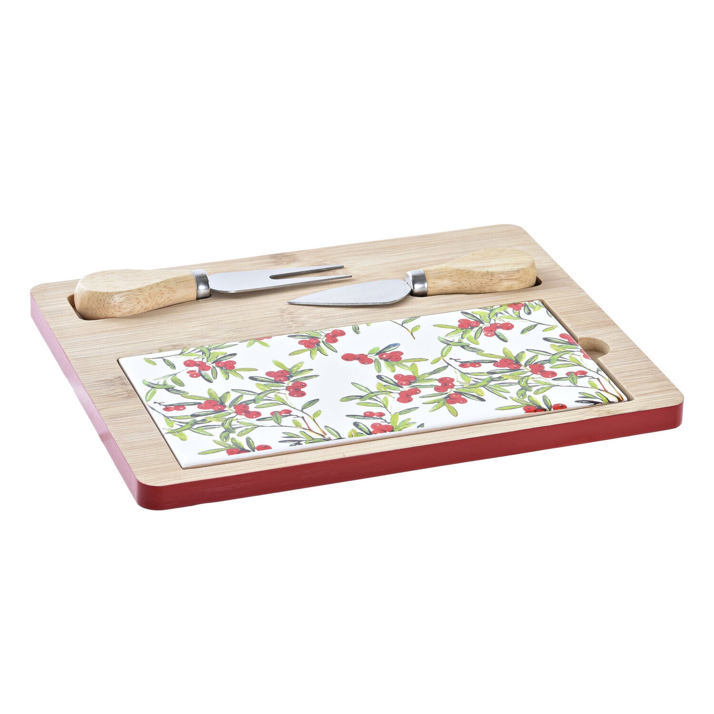 TABLA APERITIVO SET 4 BAMBU GRES 24:5X20X1:2 ROJO