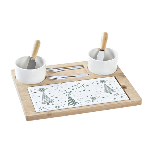 TABLA APERITIVO SET 10 BAMBU GRES 25X20X8 VERDE