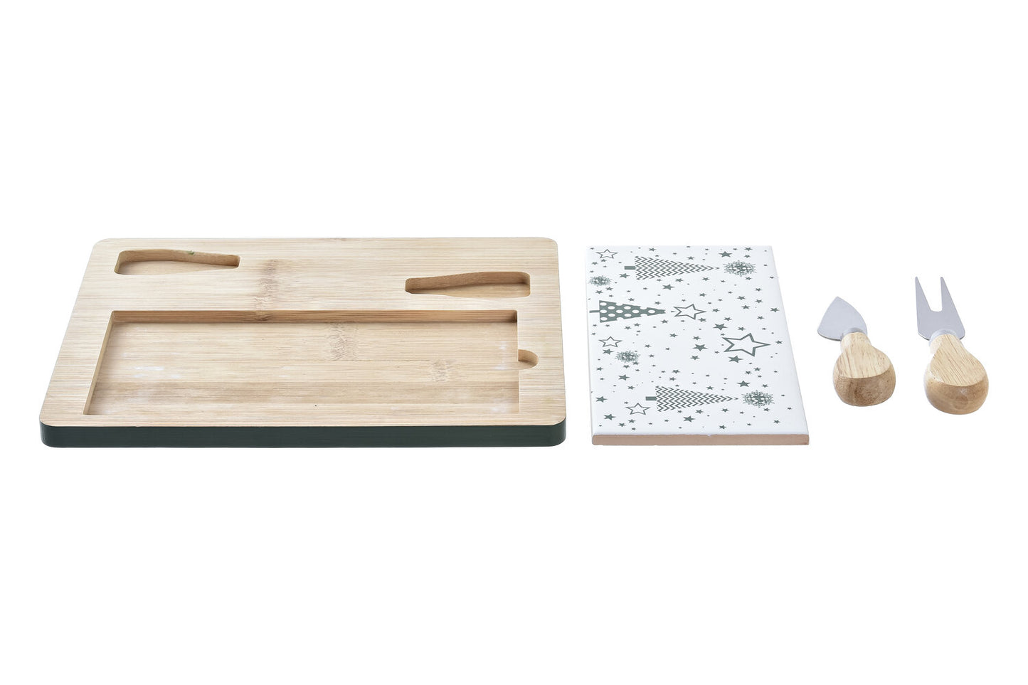 TABLA APERITIVO SET 4 BAMBU GRES 24:5X20X1:2 VERDE