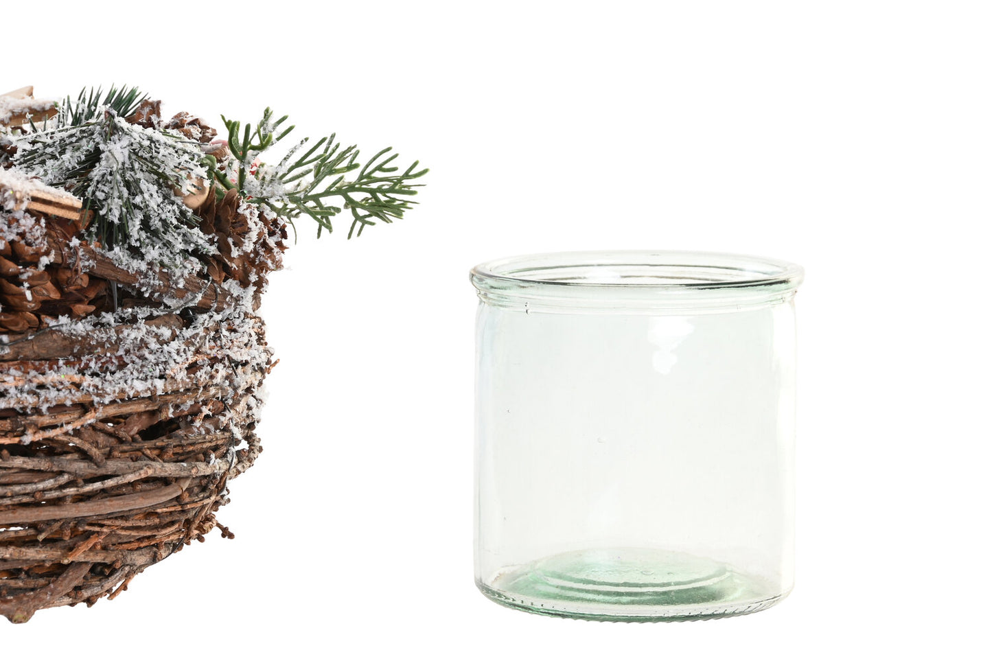 PORTAVELA RATAN CRISTAL 24X24X14 NEVADO ROJO