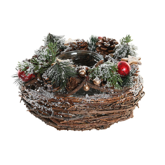 PORTAVELA RATAN CRISTAL 24X24X14 NEVADO ROJO