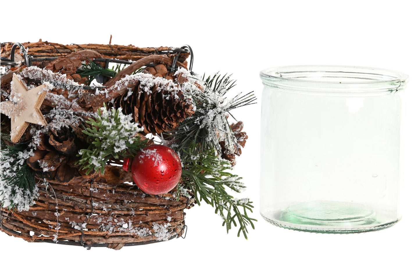 PORTAVELA RATAN CRISTAL 20X20X25 CESTA NEVADO ROJO