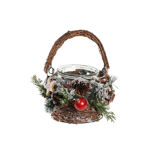 PORTAVELA RATAN CRISTAL 20X20X25 CESTA NEVADO ROJO