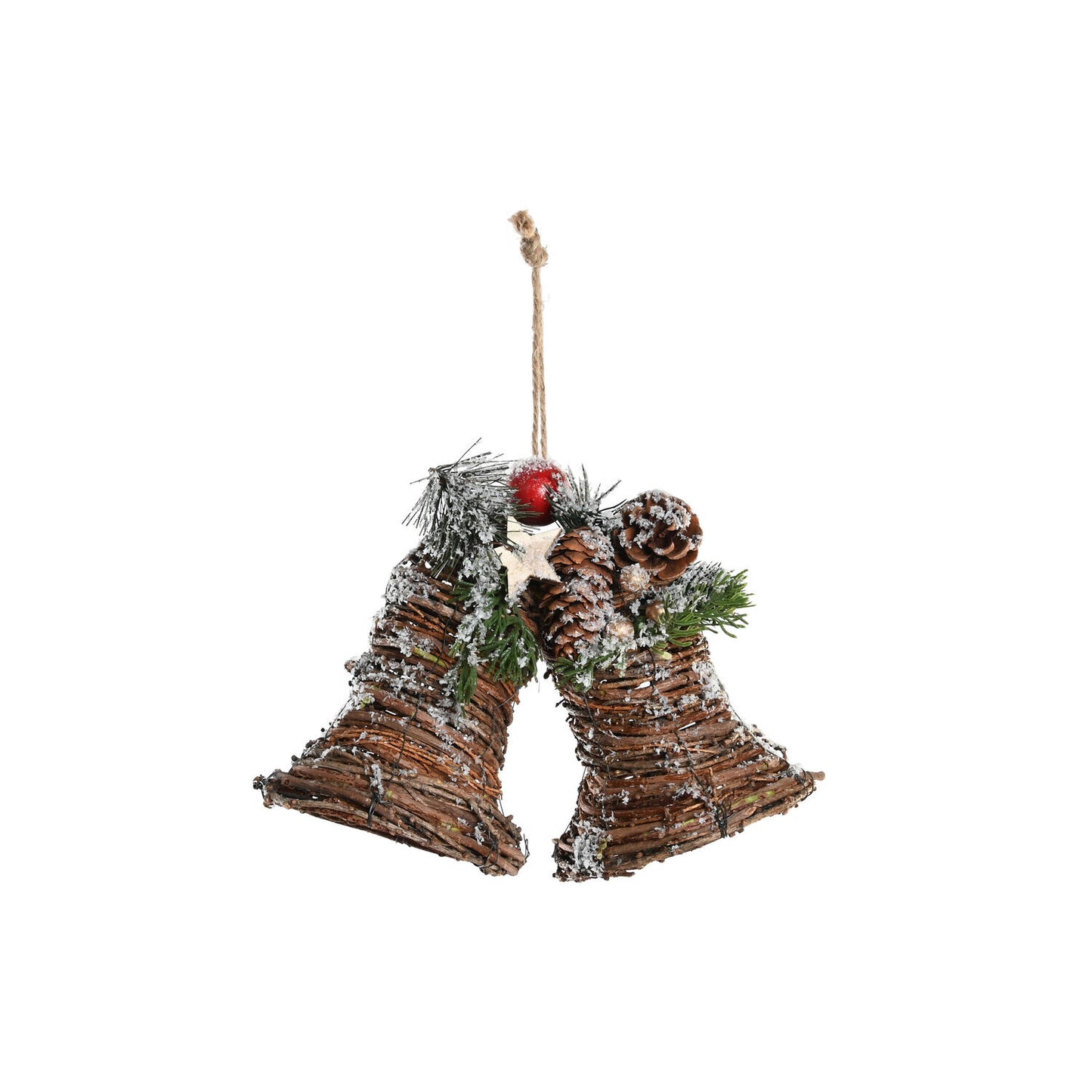 DECORACION COLGANTE RATAN PIÑAS 25X12X15 CAMPANAS