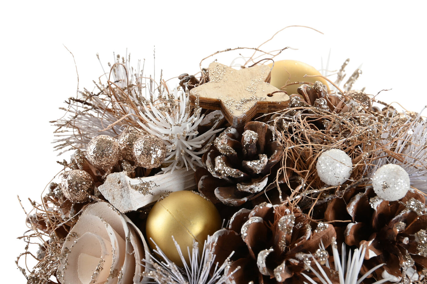 CENTRO MESA PIÑA NATURAL 18X18X22 RAMO DORADO