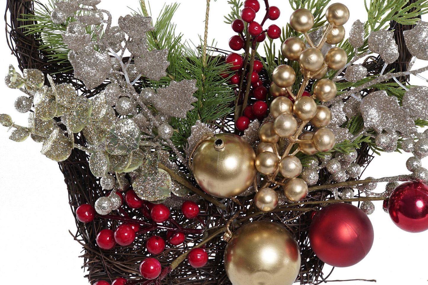 DECORACION PARED PVC RATAN 30X10X40 CESTA MUERDAGO