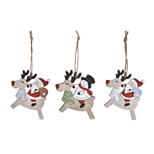 DECORACION COLGANTE SET 3 MDF 21:2X1:5X8 RENO ROJO