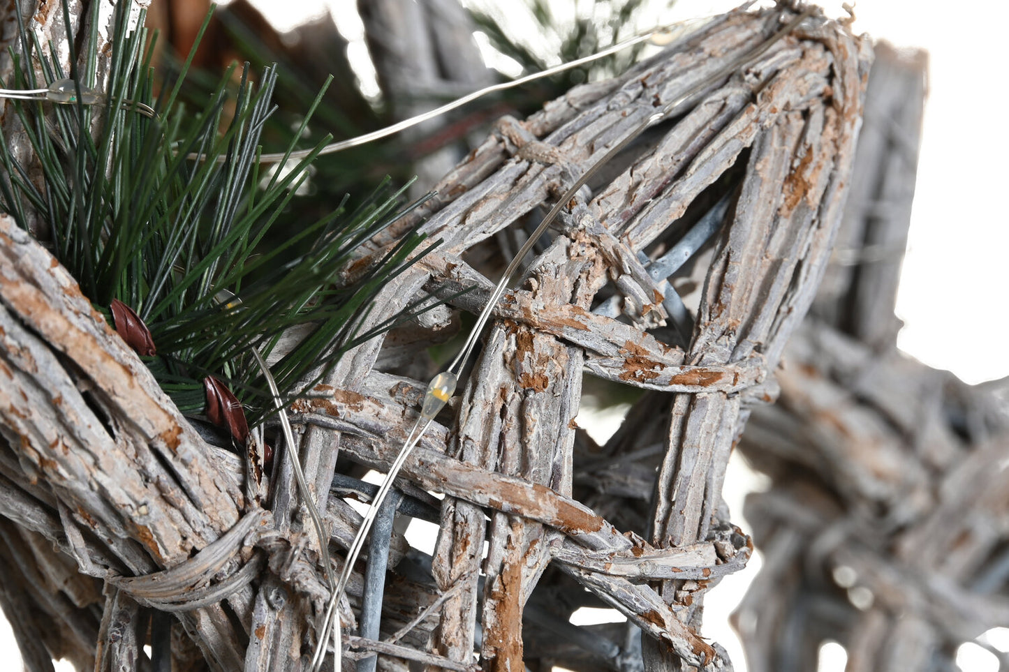 DECORACION SET 3 LED MIMBRE 60X30X37 BLANCO