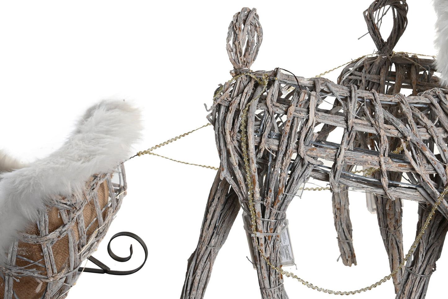 DECORACION SET 3 LED MIMBRE 60X30X37 BLANCO