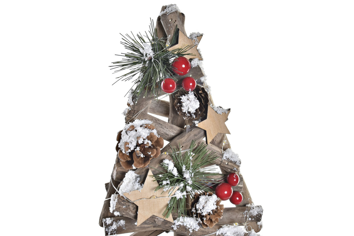 ARBOL MADERA LED 28X28X70 NEVADO MARRON
