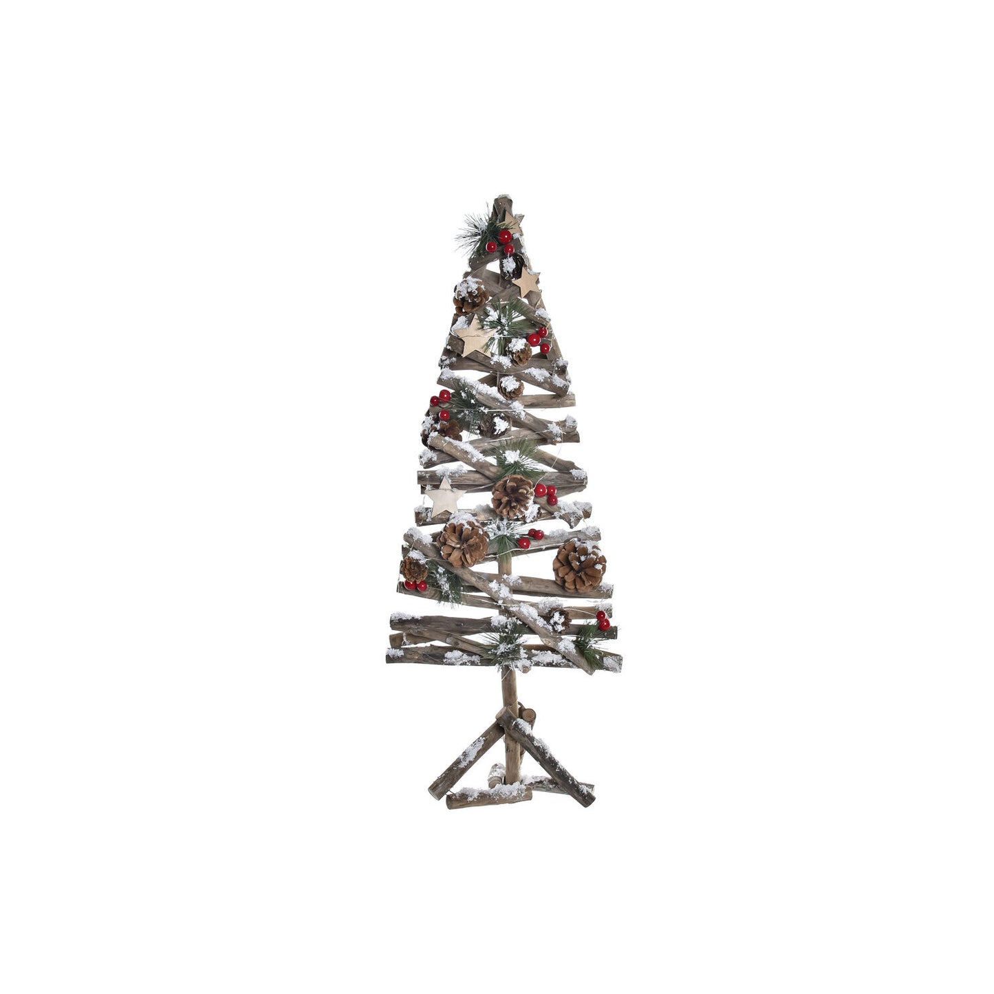 ARBOL MADERA LED 28X28X70 NEVADO MARRON