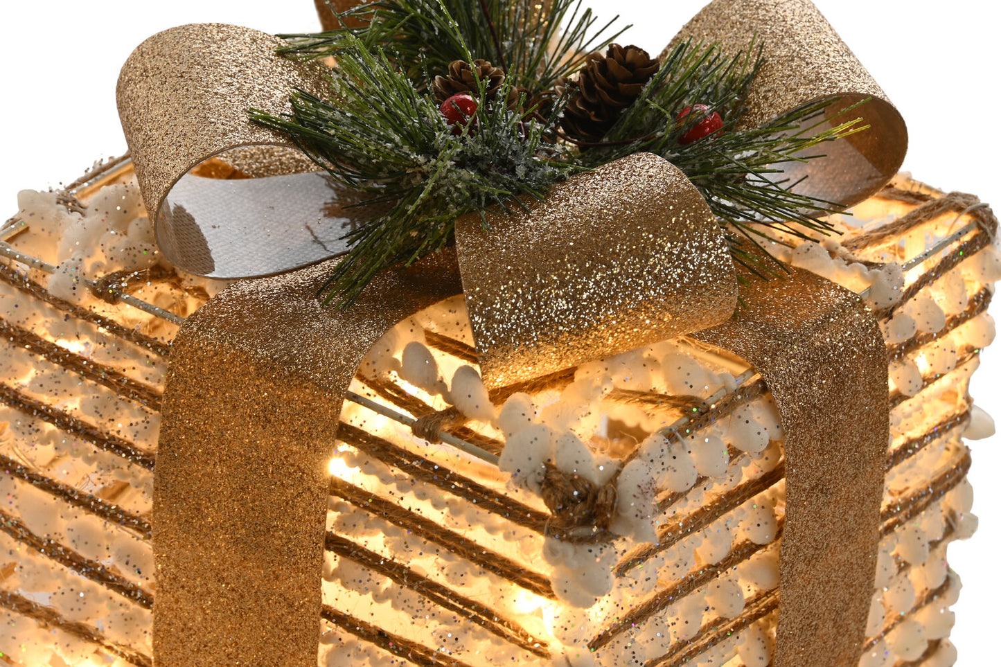 REGALO SET 3 LED RATAN 25X25X25 BLANCO