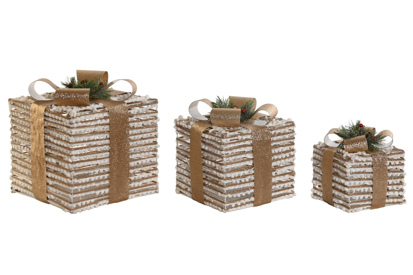 REGALO SET 3 LED RATAN 25X25X25 BLANCO