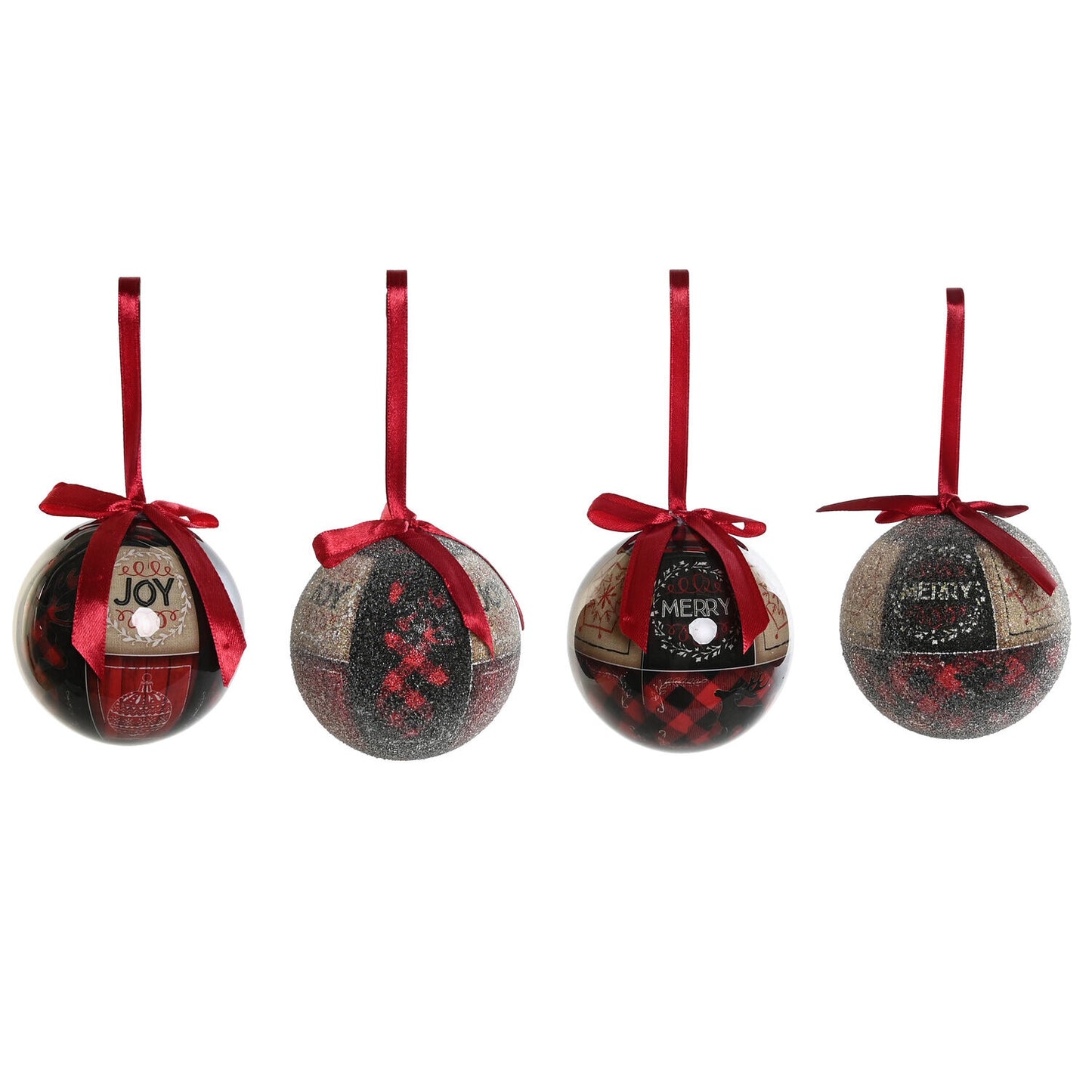 BOLA DECORACION SET 14 PVC 25X25X16 CUADROS ROJO