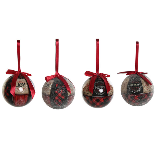 BOLA DECORACION SET 14 PVC 25X25X16 CUADROS ROJO