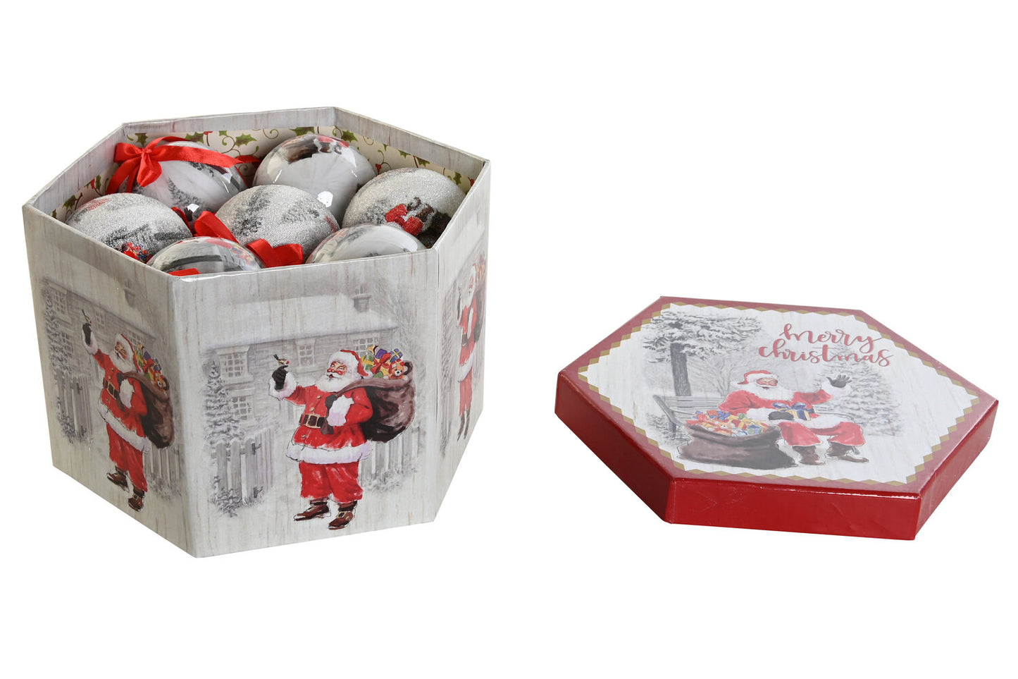 BOLA DECORACION SET 14 PVC 25X25X16 PAPA NOEL ROJO