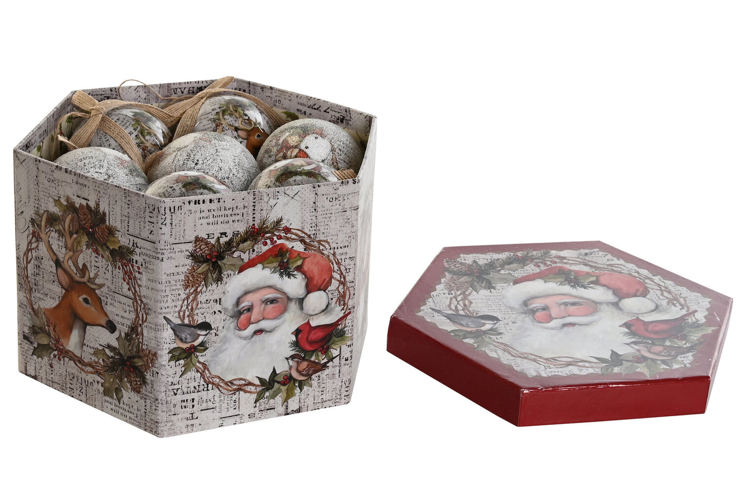 BOLA DECORACION SET 14 PVC 25X25X16 PAPA NOEL
