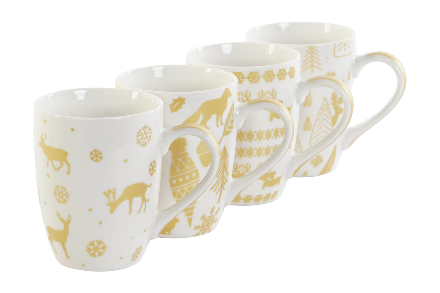 MUG SET 4 PORCELANA 8X12X10 360ML DORADO