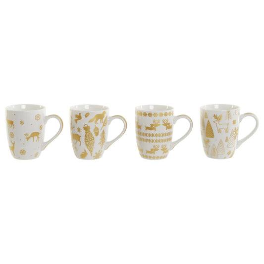 MUG SET 4 PORCELANA 8X12X10 360ML DORADO