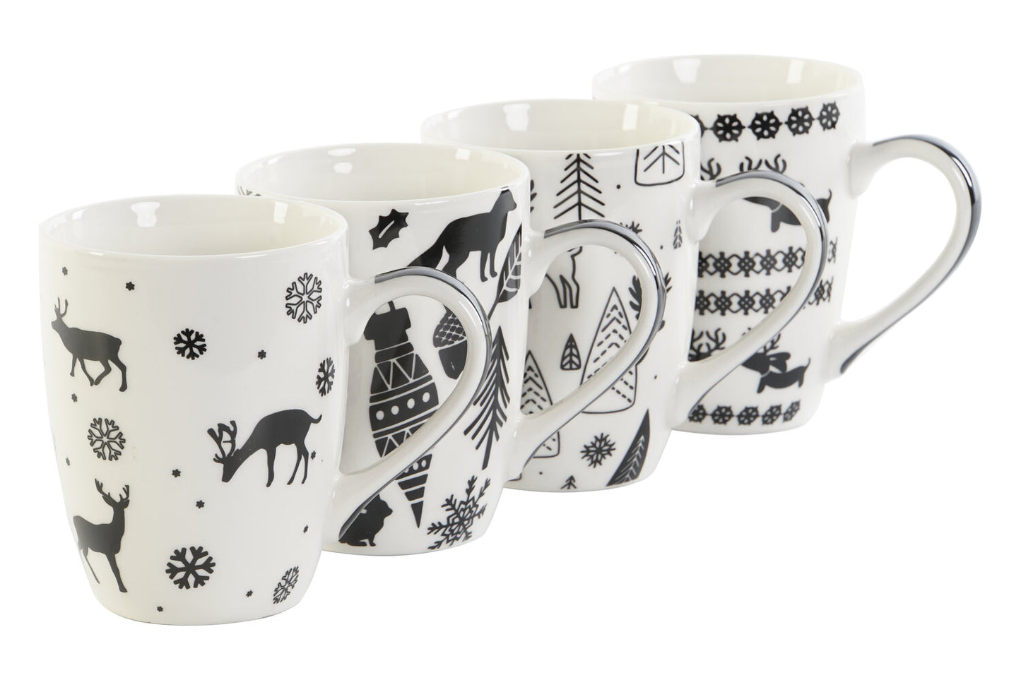 MUG SET 4 PORCELANA 8X12X10 360ML: NEGRO