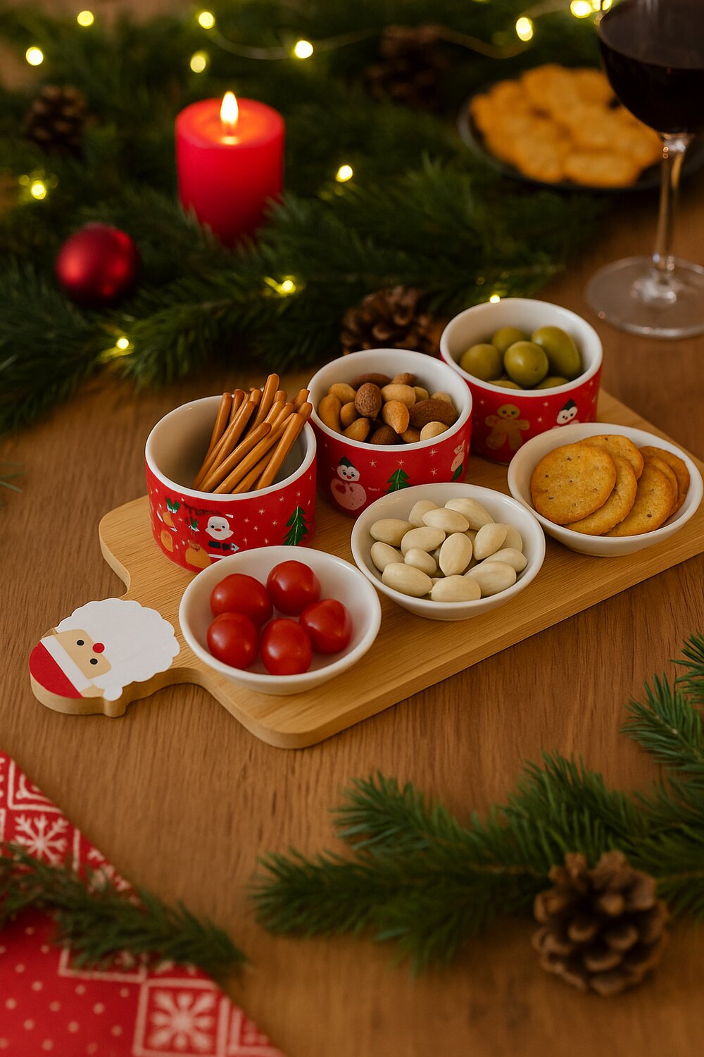 TABLA APERITIVO SET 7 GRES BAMBU 33X15X1 PAPA NOEL