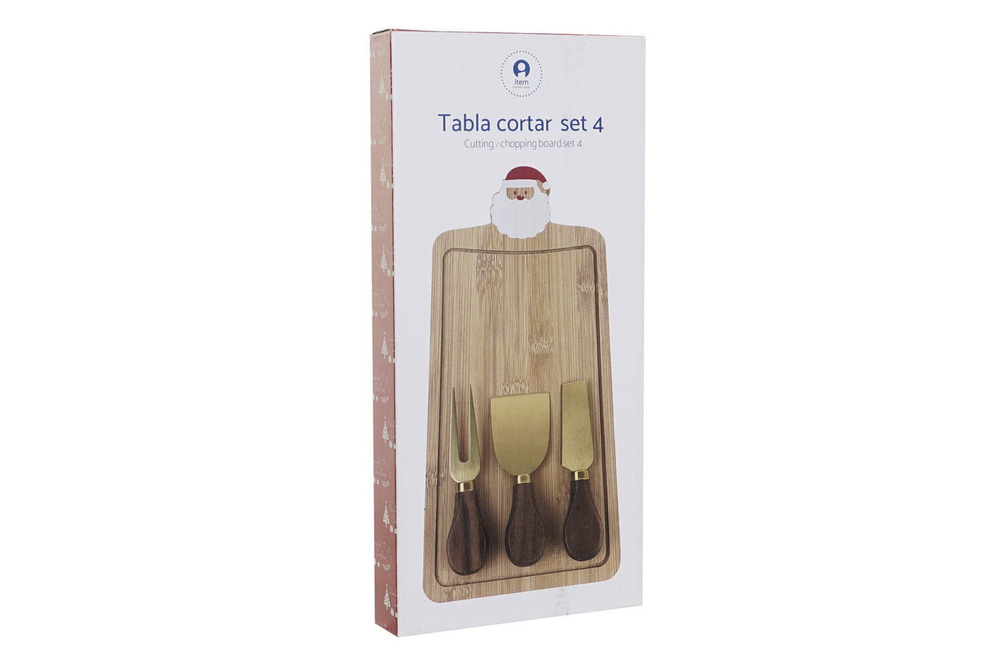TABLA CORTAR SET 4 BAMBU INOX 33X15X1 PAPA NOEL