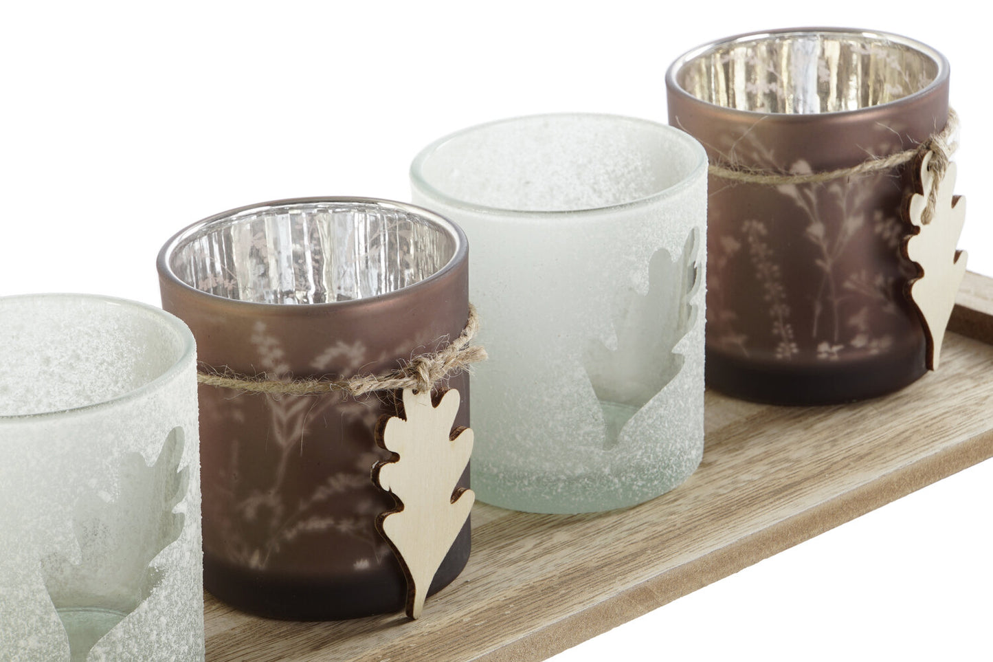 PORTAVELA SET 5 CRISTAL MDF 36X14X2 BANDEJA MARRON